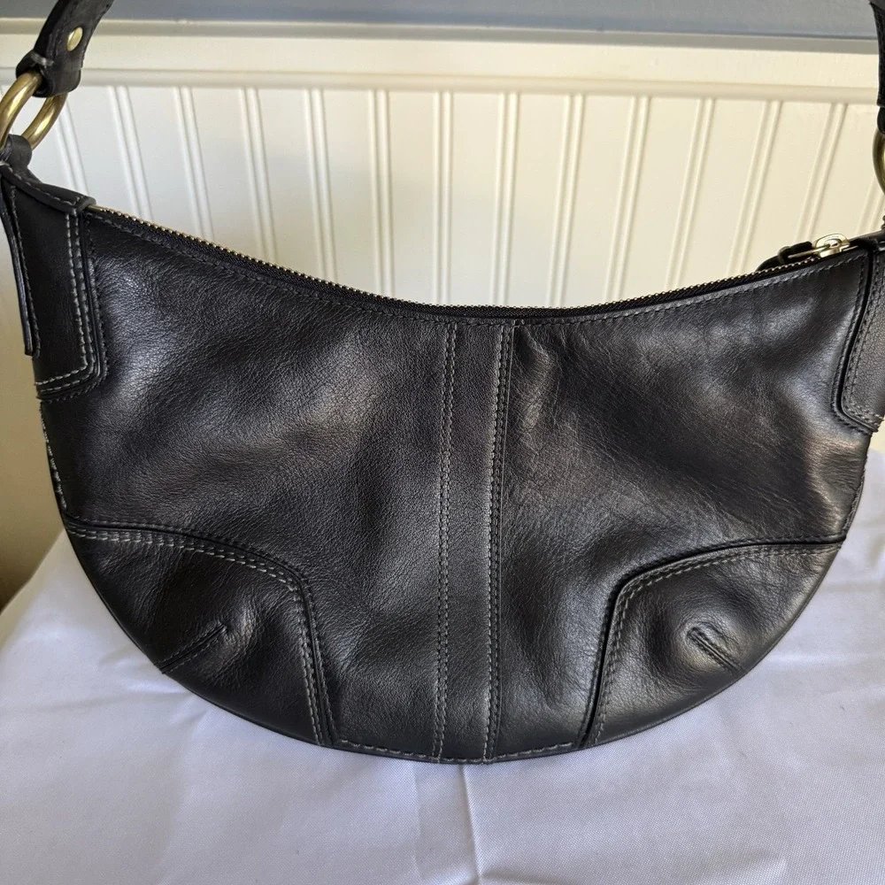 Coach 11372 Black Leather Ergo Hobo Crescent Shoulder Bag Purse Handbag Y2K 2007